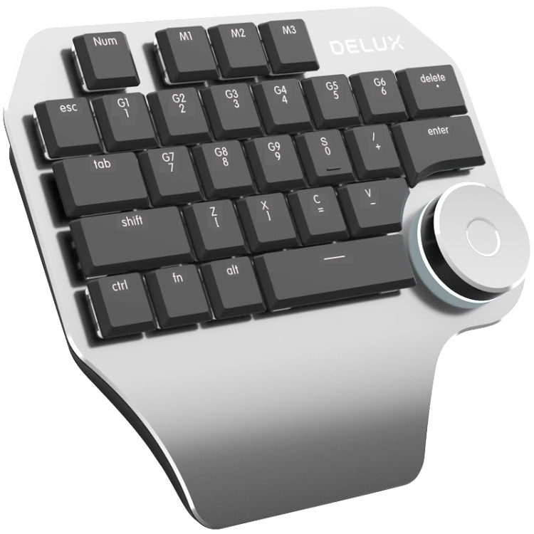 DELUX T11 29 Keys Single-Hand Keyboard Shortcut Key Speech Tool Flat Keyboard, Colour: Silver Black - Wired Keyboard by DELUX | Online Shopping UK | buy2fix