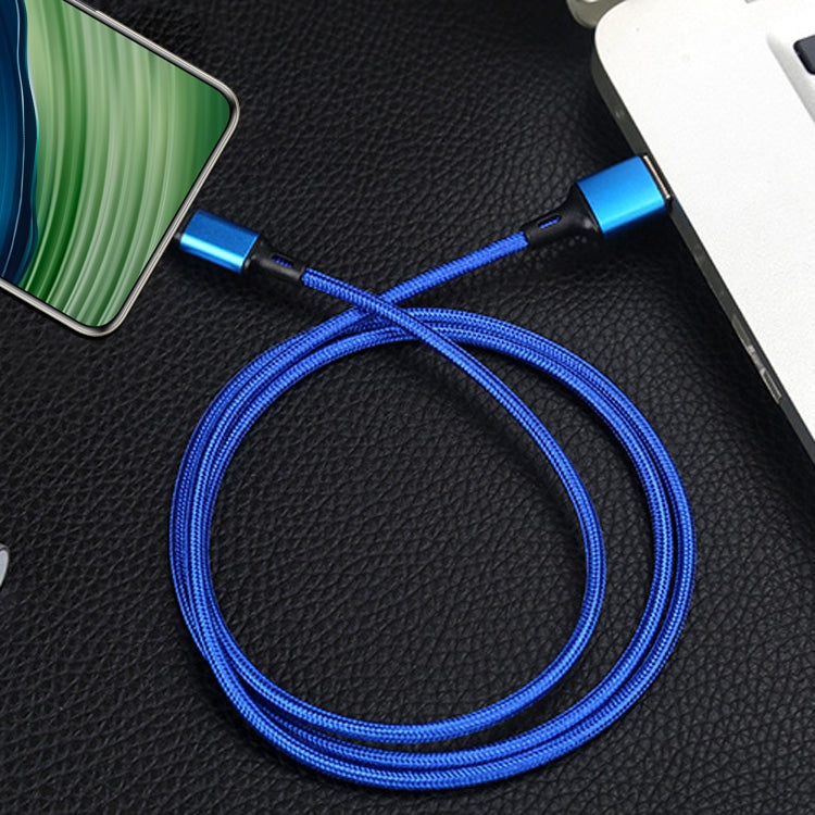 4 PCS 2.4A USB-C / Type-C to USB Braided Fast Charging Sync Data Cable, Length: 1.5m (Blue) - USB-C & Type-C Cable by buy2fix | Online Shopping UK | buy2fix