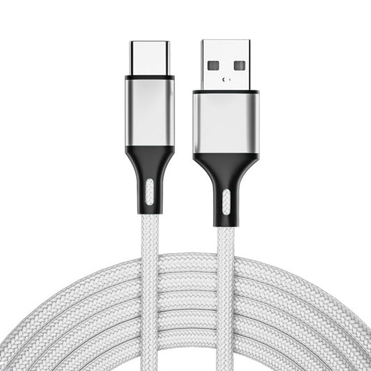 4 PCS 2.4A USB-C / Type-C to USB Braided Fast Charging Sync Data Cable, Length: 2m (Silver) - USB-C & Type-C Cable by buy2fix | Online Shopping UK | buy2fix