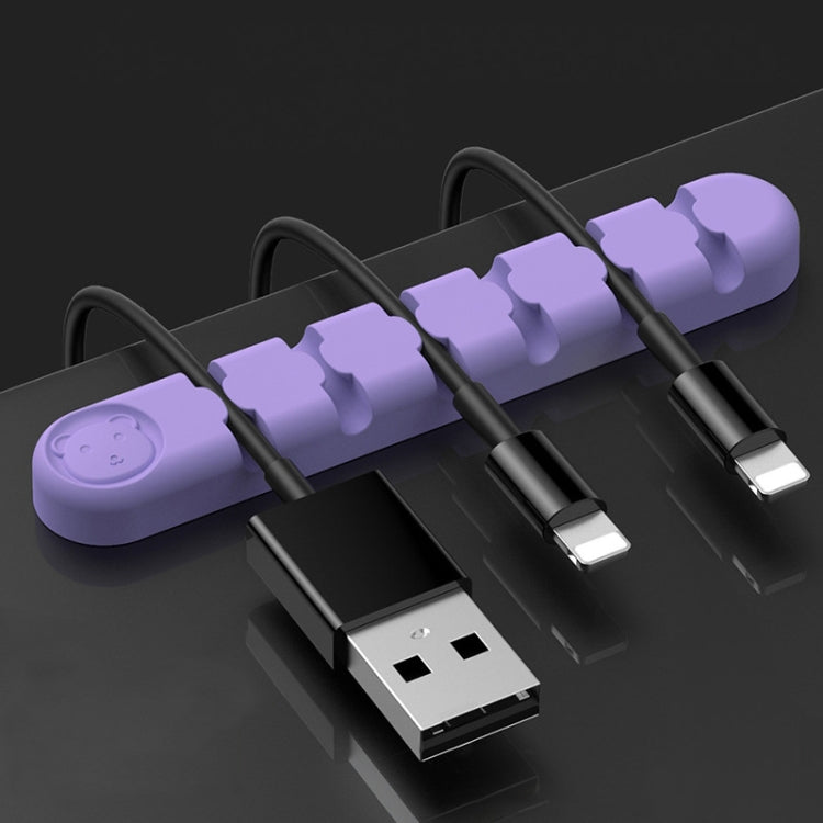 6 Holes Bear Silicone Desktop Data Cable Organizing And Fixing Device(Lilac Purple) - Cable Organizer by buy2fix | Online Shopping UK | buy2fix