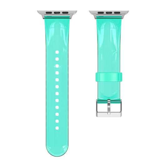 TPU Fuel Injection Watch Band For Apple Watch Series 7 41mm /6&SE&5&4 40mm /3&2&1 38mm(Transparent  Green) - Watch Bands by null | Online Shopping UK | buy2fix