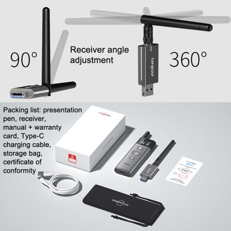 ASiNG A10 Green Light PPT Page Turning Pen Remote Control Presentation Pen, Capacity: 32G (Gray) -  by ASiNG | Online Shopping UK | buy2fix