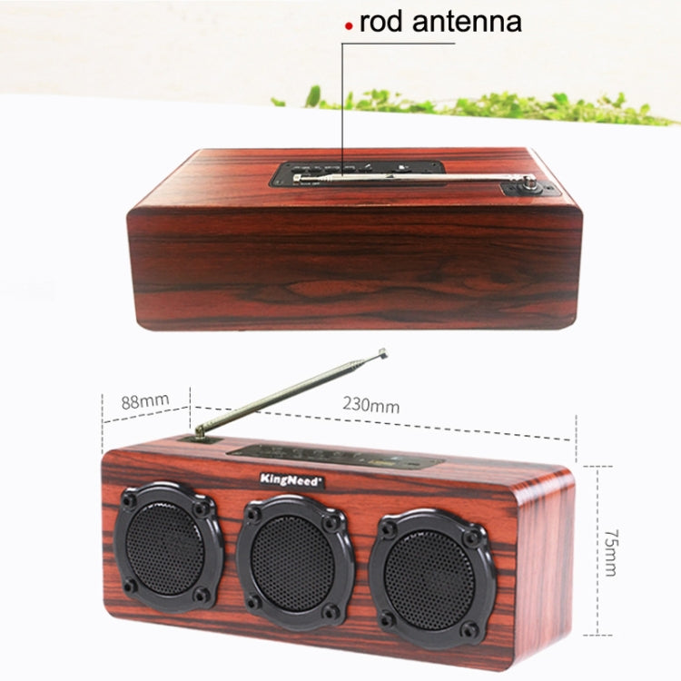 KingNeed S309 Wooden Multifunctional Wireless Bluetooth Speaker Card Subwoofer - Desktop Speaker by KingNeed | Online Shopping UK | buy2fix