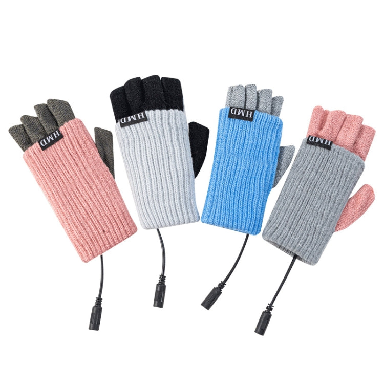 Winter USB Rechargeable Heated Half Finger Gloves, Size: Free Size(Blue) - Safety Gloves by buy2fix | Online Shopping UK | buy2fix