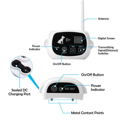 KD-661 500m Wireless Electric Dog Pet Fence Shock Collar,Spec: For Three Dog(UK Plug) - Training Aids by buy2fix | Online Shopping UK | buy2fix