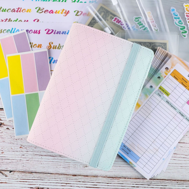 A6 Gradient Macaroon Loose-leaf Handbook Cash Budget Book(Green Yellow Pink) - Notebooks by buy2fix | Online Shopping UK | buy2fix