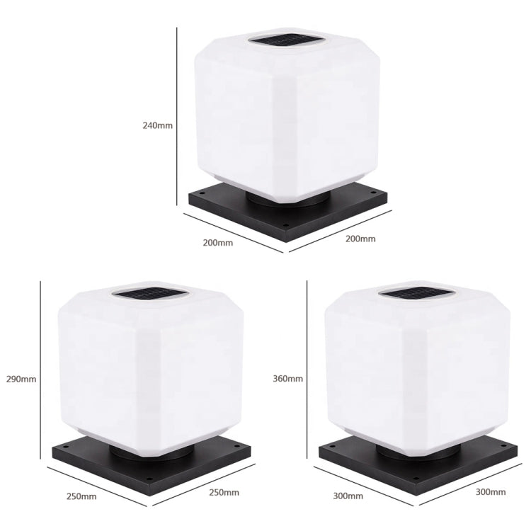 003 Solar Square Outdoor Post Light LED Waterproof Wall Lights, Size: 20cm (Tricolor Light) - Solar Lights by buy2fix | Online Shopping UK | buy2fix