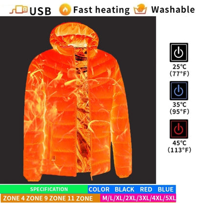 11 Zone Double Control Black USB Winter Electric Heated Jacket Warm Thermal Jacket, Size: XXXL - Down Jackets by buy2fix | Online Shopping UK | buy2fix