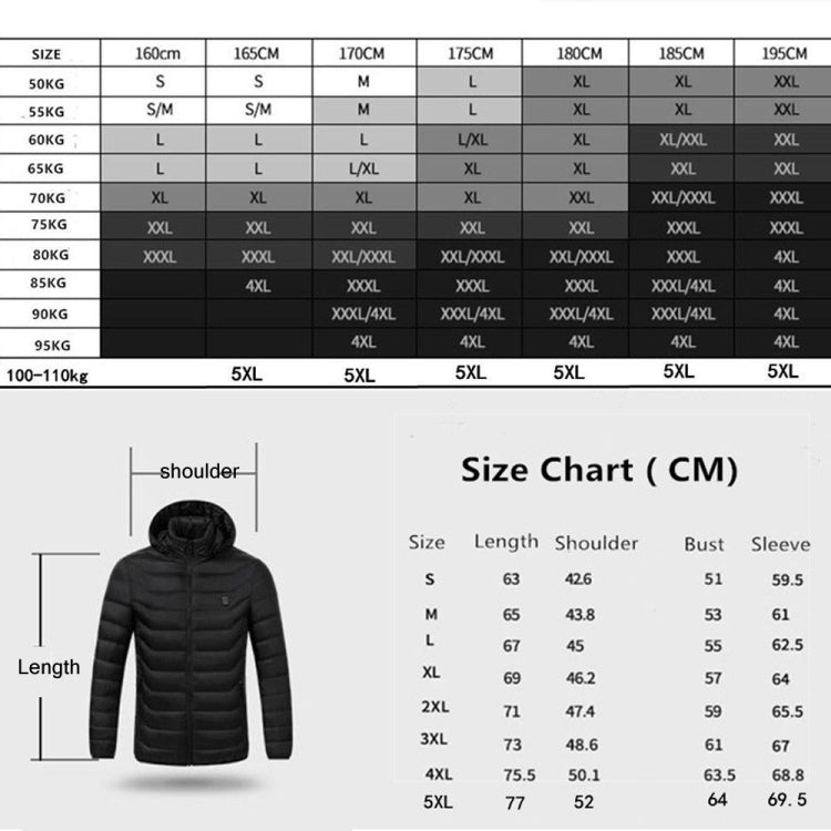 19 Zone 4 Control Blue USB Winter Electric Heated Jacket Warm Thermal Jacket, Size: S - Down Jackets by buy2fix | Online Shopping UK | buy2fix