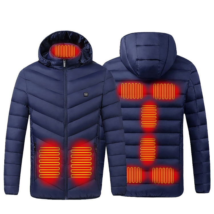 9 Zone Double Control Blue USB Winter Electric Heated Jacket Warm Thermal Jacket, Size: XXXL - Down Jackets by buy2fix | Online Shopping UK | buy2fix
