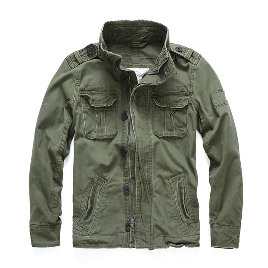 Autumn And Winter Middle Aged Men Jacket Casual Workers Dress Denim Jackets Clothes, Size: M(Deep Army Green) - Loose Coat by buy2fix | Online Shopping UK | buy2fix
