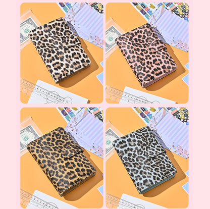 A6 Leopard Print Cash Budget Notebook  Loose Leaf Financial Management Notepad(Light Brown) - Notebooks by buy2fix | Online Shopping UK | buy2fix