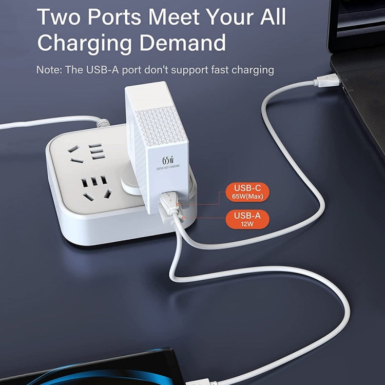 LDNIO A2620C 65W USB+Type-C/USB-C Port Dual Port Universal Phone Tablet Travel Charger(UK Plug+Type-C to 8 Pin) - USB Charger by LDNIO | Online Shopping UK | buy2fix