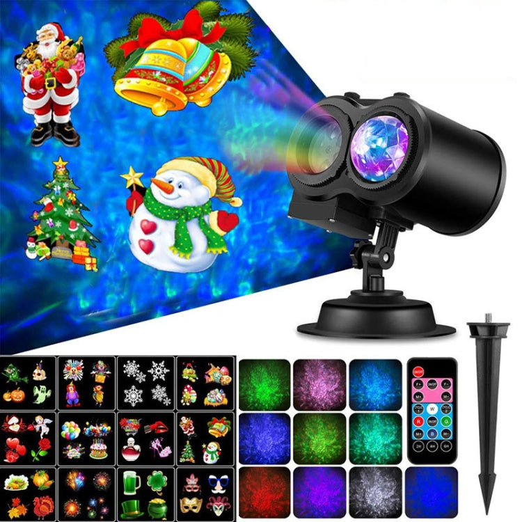 12 Cards UK Plug Color Card Pattern 9W Christmas Projection Light Remote Control Snow Light - Christmas Decoration Lamps by buy2fix | Online Shopping UK | buy2fix