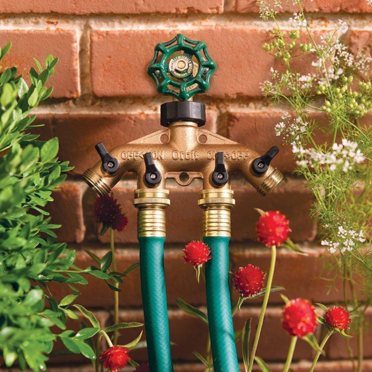 Garden Watering Agricultural Irrigation Family Car Wash Faucet Copper 4-way Ball Valve Water Divider(European Thread) - Watering & Irrigation by buy2fix | Online Shopping UK | buy2fix