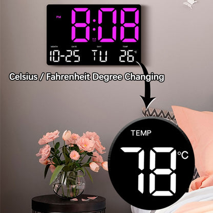 Large Display Led Digital Clock 5 Modes Brightness Adjustable Temperature Mute Electronic Clock(Green Double Color) - Alarm Clocks by buy2fix | Online Shopping UK | buy2fix