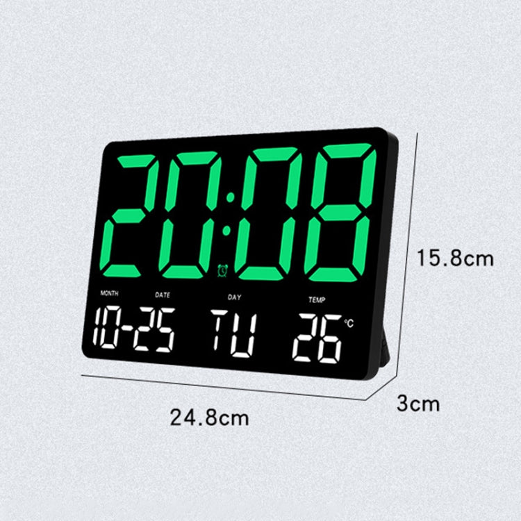 Large Display Led Digital Clock 5 Modes Brightness Adjustable Temperature Mute Electronic Clock(Green Double Color) - Alarm Clocks by buy2fix | Online Shopping UK | buy2fix