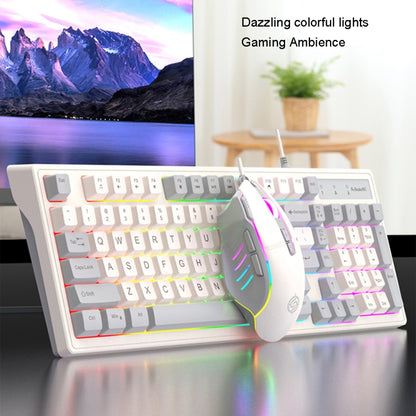 K-Snake Wired E-Sports Keyboard Mouse Mechanical Feel 98 Key Desktop Computer Notebook Keyboard, Style: Keyboard+Mouse (Pink) - Wired Keyboard by K-Snake | Online Shopping UK | buy2fix