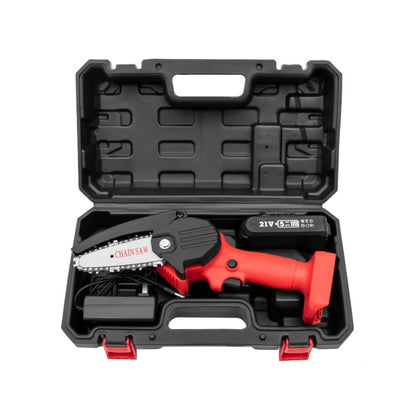HILDA Rechargeable Cordless Mini Electrical Chain Saw Logging Tools Plastic Package, Model: US Plug With 1 Battery Red - Electric Saws & Accessories by HILDA | Online Shopping UK | buy2fix
