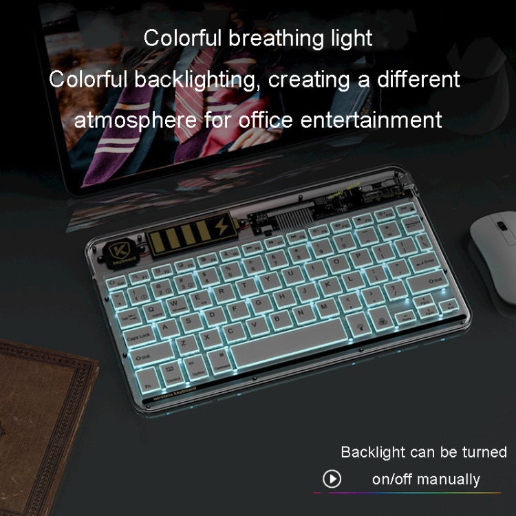 Transparent Lighting Bluetooth Keyboard 10 Inch Wireless Silent Keypad(Pink) - Universal Keyboard by buy2fix | Online Shopping UK | buy2fix