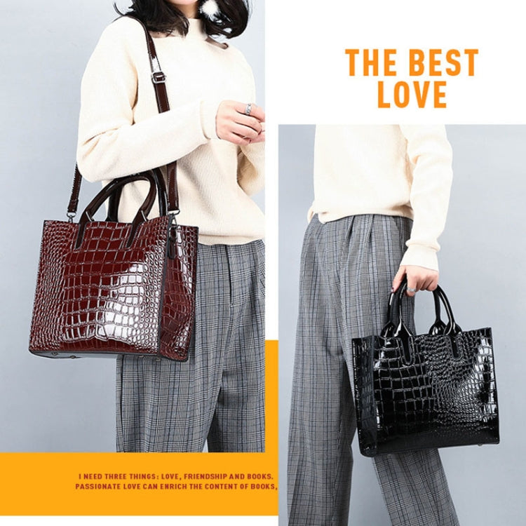 3-in-1 Women Handbag Simple Versatile Crocodile Pattern Large Shoulder Bag(Black) - Handbags by buy2fix | Online Shopping UK | buy2fix