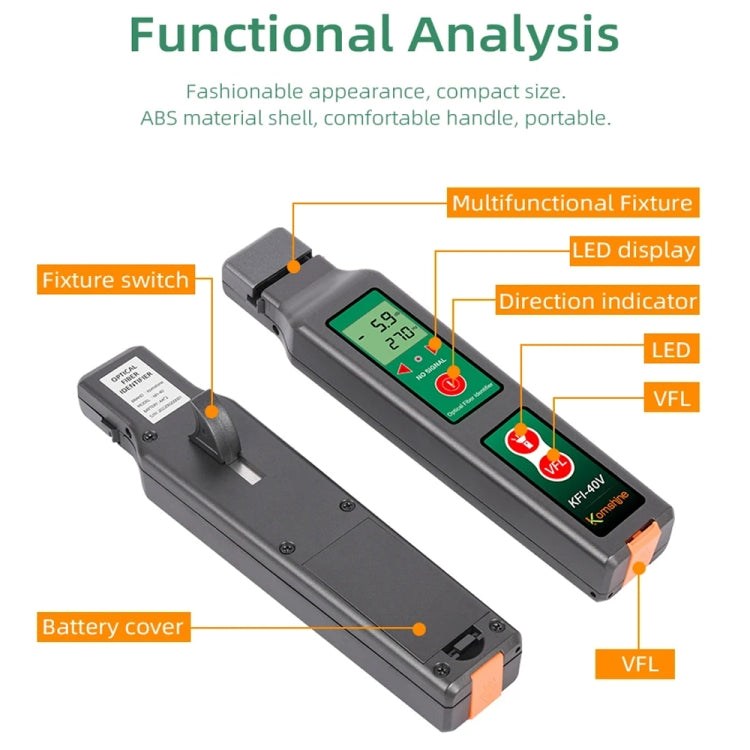 Komshine Fiber Optic Identifier Optical Cable Signal Direction Identifier With VFL Red Light 10mW(KFI-40V) - Fiber Optic Test Pen by Komshine | Online Shopping UK | buy2fix