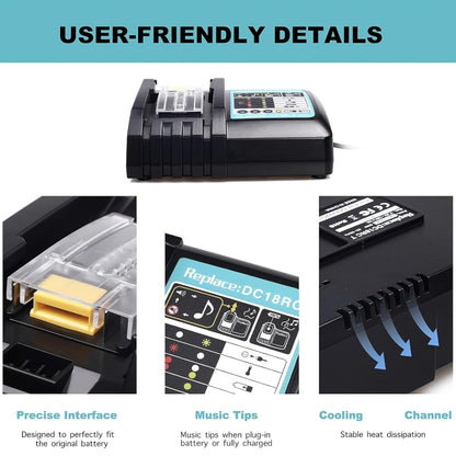 LUOMASHI For Makita 18V Lithium Battery Charger, Model: UK Plug - Electric Saws & Accessories by LUOMASHI | Online Shopping UK | buy2fix