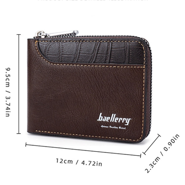 Baellerry D5101 RFID Anti-theft Spliced Short Wallet Retro Multi-card Zipper Coin Purse(Black) - Antimagnetic RFID Package by Baellerry | Online Shopping UK | buy2fix