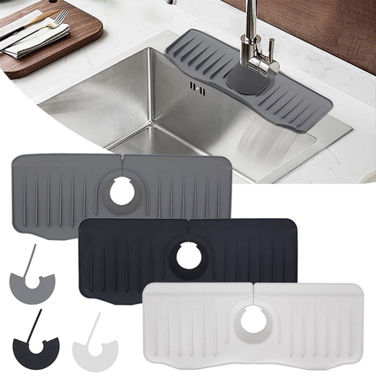 Bathroom Kitchen Silicone Faucet Anti-Splash Drain Mat, Color: Gray+Waterproof Edge(37x14.7x2cm) - Faucets & Accessories by buy2fix | Online Shopping UK | buy2fix