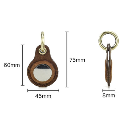 For Airtag CONTACTS FAMILY CF1139 First-layer Cowhide Tracker Protective Case Pet Locator Leather Case(Brown) - Key Chain Series by CONTACTS FAMILY | Online Shopping UK | buy2fix