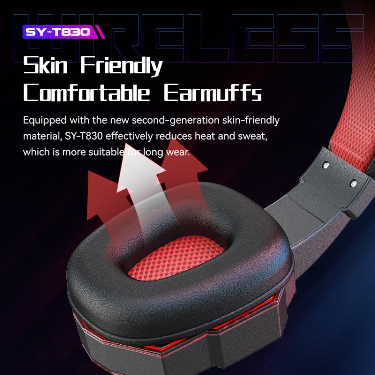 SOYTO SY-T830 Wireless Computer Game Headset Universal Bluetooth E-Sports Wheat Mobile Phone Headset(Black Red) - Headset & Headphone by SOYTO | Online Shopping UK | buy2fix