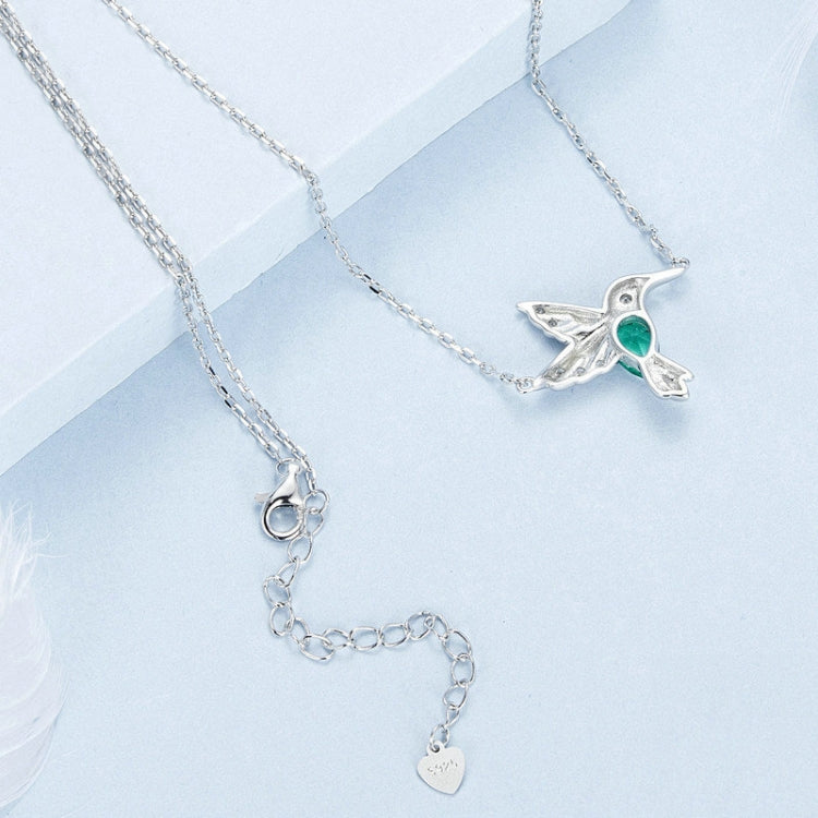 S925 Sterling Silver Platinum-Plated Smart Hummingbird Necklace For Women(BSN378) - Necklaces & Pendants by buy2fix | Online Shopping UK | buy2fix