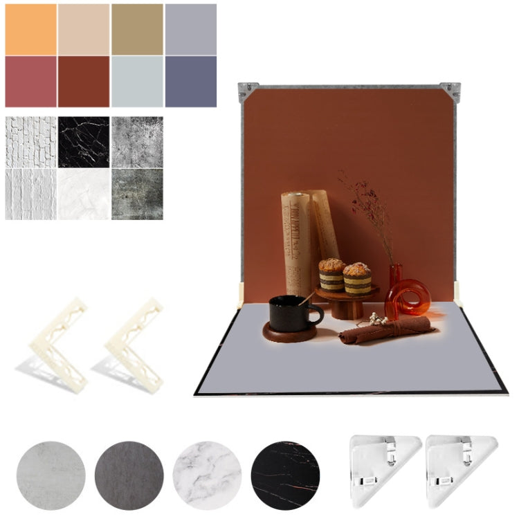 2pcs 40cm Double-Sided Background Board + 7pcs Backdrop Paper Photography Props Set, Spec: Set 1 - Solid Color by buy2fix | Online Shopping UK | buy2fix