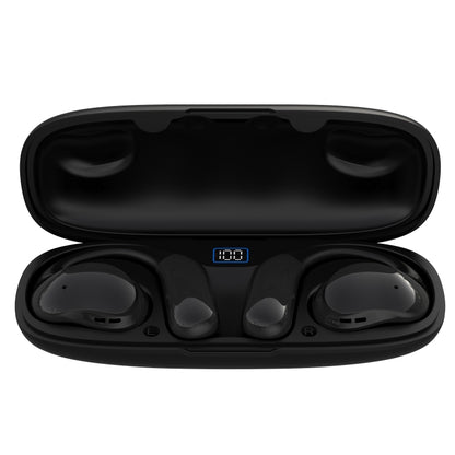 OWS Hanging Ear Bluetooth Earphones With Digital Display Charging Compartment(Black) - Bluetooth Earphone by buy2fix | Online Shopping UK | buy2fix