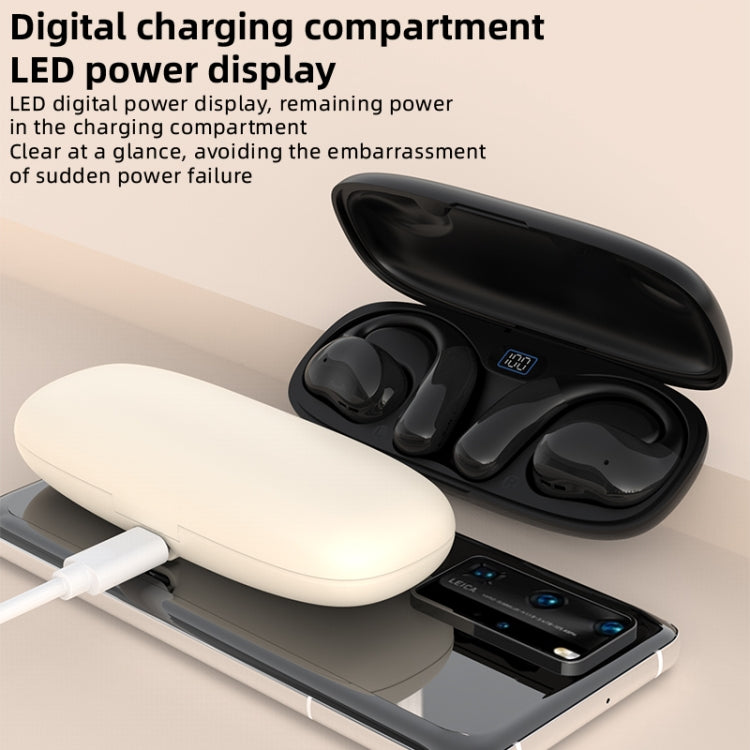 OWS Hanging Ear Bluetooth Earphones With Digital Display Charging Compartment(Black) - Bluetooth Earphone by buy2fix | Online Shopping UK | buy2fix