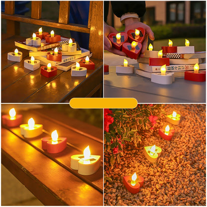 Solar Candle Light Outdoor Courtyard Villa Garden Waterproof Decoration Light, Spec: Heart Mode White Shell - Solar Lights by buy2fix | Online Shopping UK | buy2fix