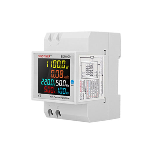 SINOTIMER SDM009 Din Rail Single-Phase Voltage Current Frequency Power Factor Electricity Multifunctional Meter, Model: AC250-450V Built-In - Current & Voltage Tester by SINOTIMER | Online Shopping UK | buy2fix