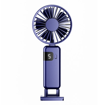 Portable Digital Display Hanging Neck Mute Small Fan USB Charging Handheld Foldable Fan(Blue) - Electric Fans by buy2fix | Online Shopping UK | buy2fix