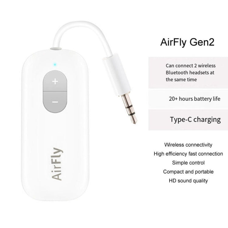 Airfly Gen 2 For Apple Bluetooth Earphones AirPods Adaptor Connector Bluetooth Transmitter - Audio Receiver Transmitter by buy2fix | Online Shopping UK | buy2fix