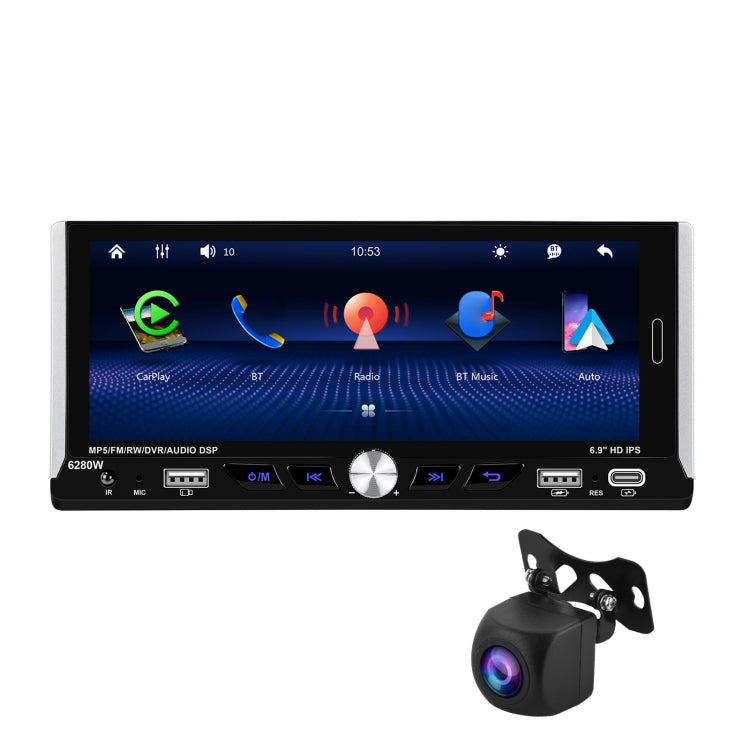 Single Spindle 6.9 inch MP5 With Knob Player Carplay Function Car MP4 Backup Camera, Specification: Standard+AHD Camera - Car MP3 & MP4 & MP5 by buy2fix | Online Shopping UK | buy2fix