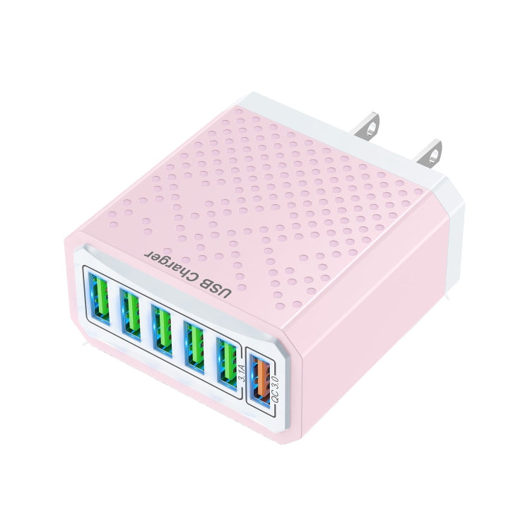 6-Ports Multifunctional Quick Charging USB Travel Charger Power Adapter, Model: Pink US Plug - USB Charger by buy2fix | Online Shopping UK | buy2fix