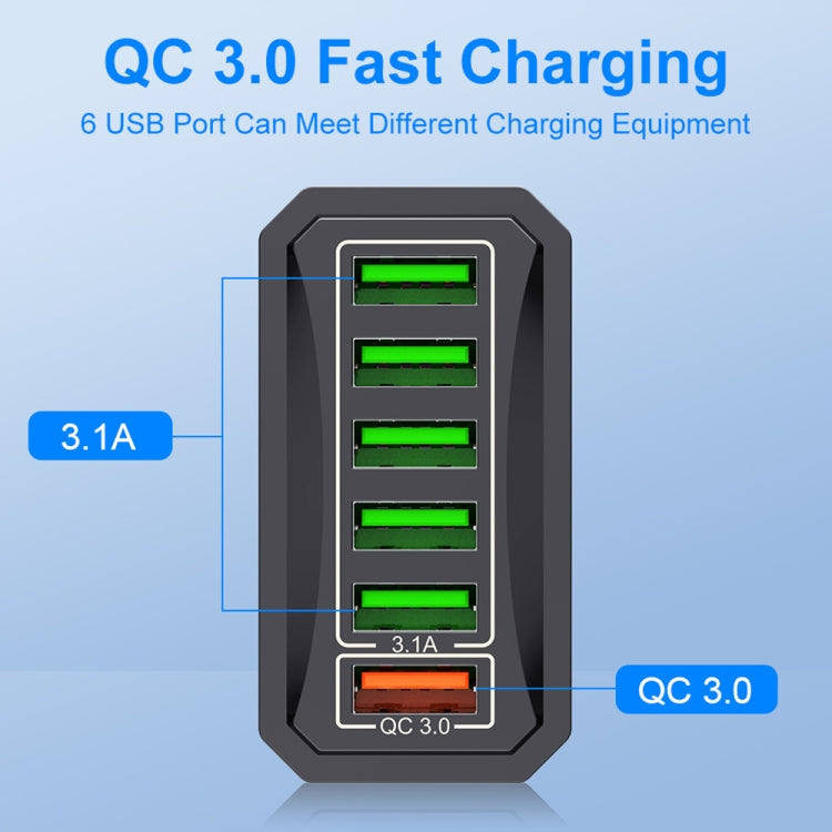 6-Ports Multifunctional Quick Charging USB Travel Charger Power Adapter, Model: White UK Plug - USB Charger by buy2fix | Online Shopping UK | buy2fix