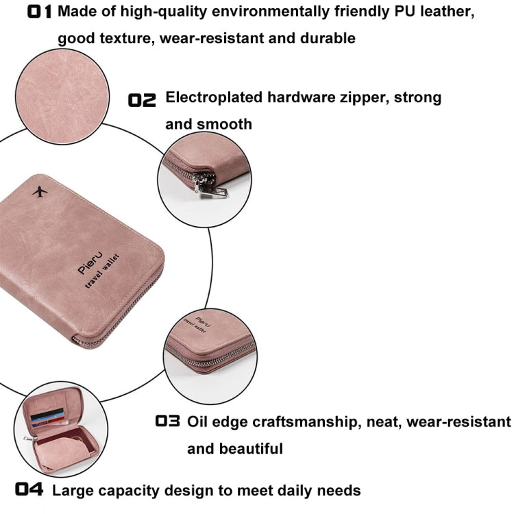 RFID Anti-theft Large Capacity Zipper Passport Bag Multifunctional Travel Document Storage Bag(Pink) - Antimagnetic RFID Package by Pieru | Online Shopping UK | buy2fix