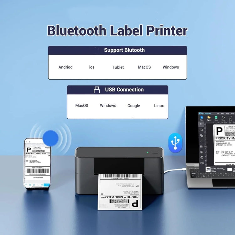 Phomemo PM245-BT Bluetooth Shipping Label Printer Support Labels Width  1- 4.6 Inch(EU Plug) - Printer by Phomemo | Online Shopping UK | buy2fix