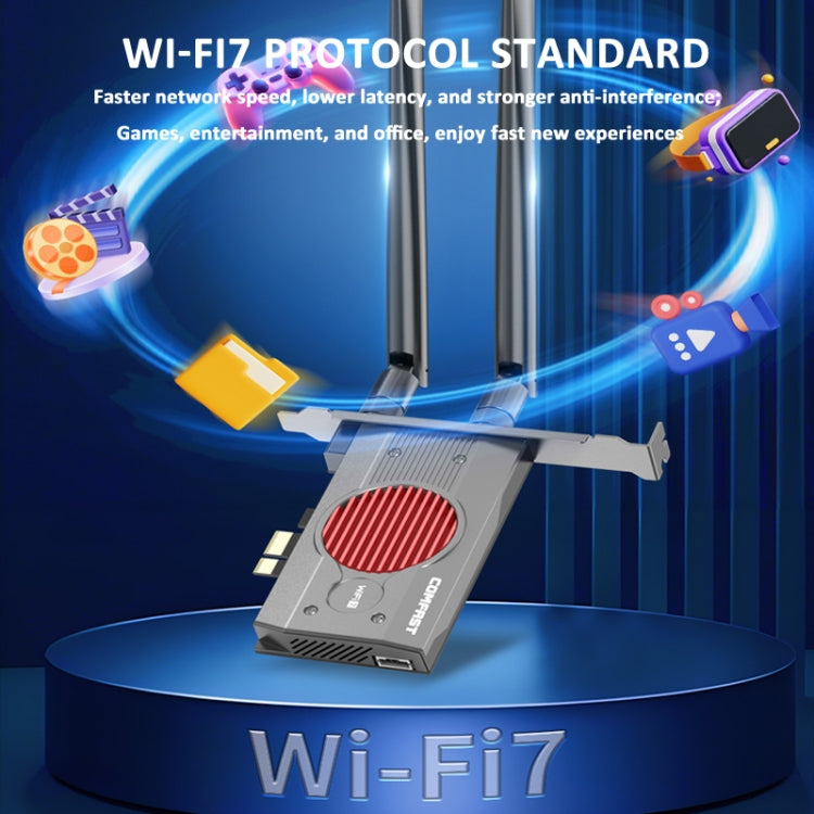 COMFAST BE200MAX 8774Mbps WiFi7 Network Card Bluetooth 5.4 Tri-Band PCIE WiFi Receiver - USB Network Adapter by COMFAST | Online Shopping UK | buy2fix