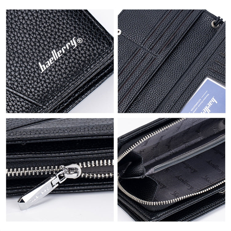 Baellerry S1240 Lychee Pattern Business Casual Zipper Long Wallet Multi-card Slot Clutch Bag(Black) - Wallets by Baellerry | Online Shopping UK | buy2fix