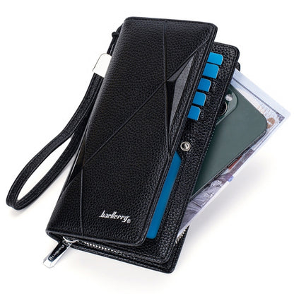 Baellerry S1240 Lychee Pattern Business Casual Zipper Long Wallet Multi-card Slot Clutch Bag(Black) - Wallets by Baellerry | Online Shopping UK | buy2fix