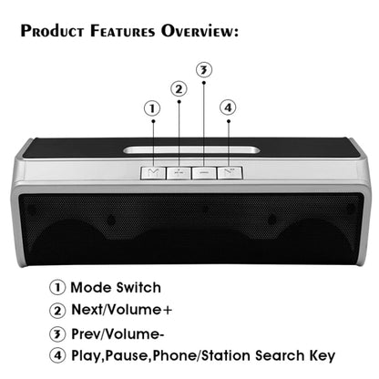 NBY 6690 TWS Couplet FM Multifunctional Desktop Plug-in Card Bluetooth Speaker(Silver) - Desktop Speaker by NBY | Online Shopping UK | buy2fix