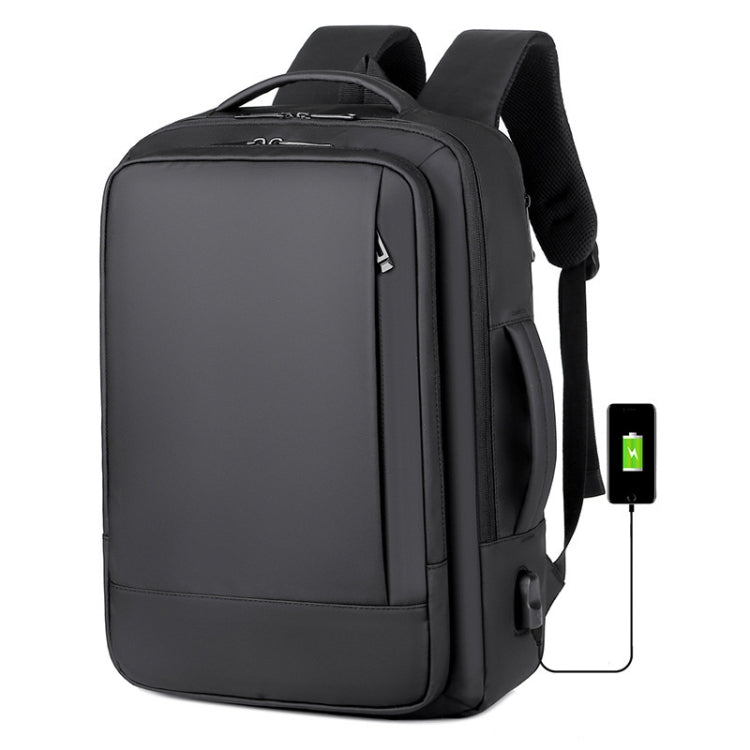 Expandable Business Waterproof Laptop Backpack With USB Port(Grey) - Backpack by buy2fix | Online Shopping UK | buy2fix