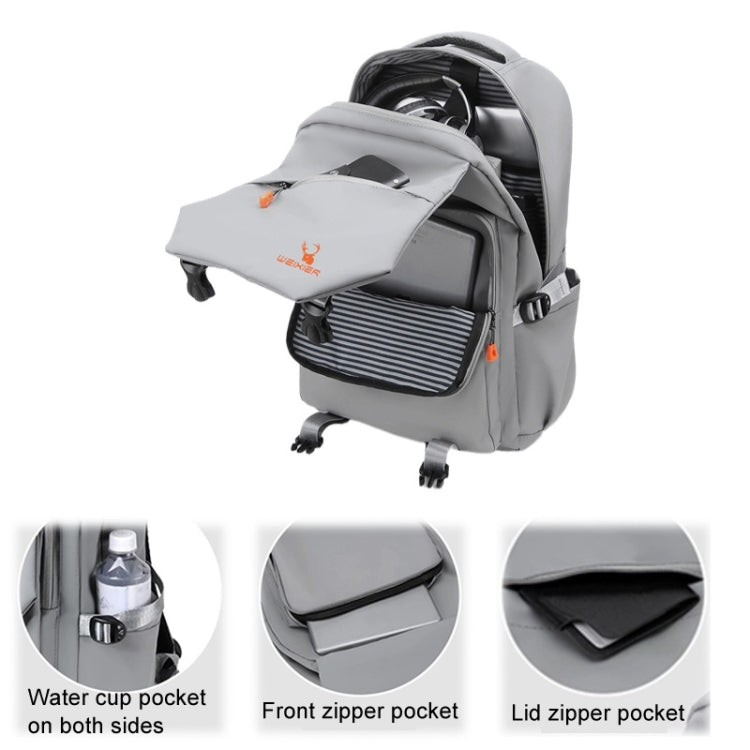 WEIXIER B682 Large Capacity Double Shoulder Backpack Casual Waterproof Travel Bag(Light Gray) - Double-shoulder Bags by WEIXIER | Online Shopping UK | buy2fix